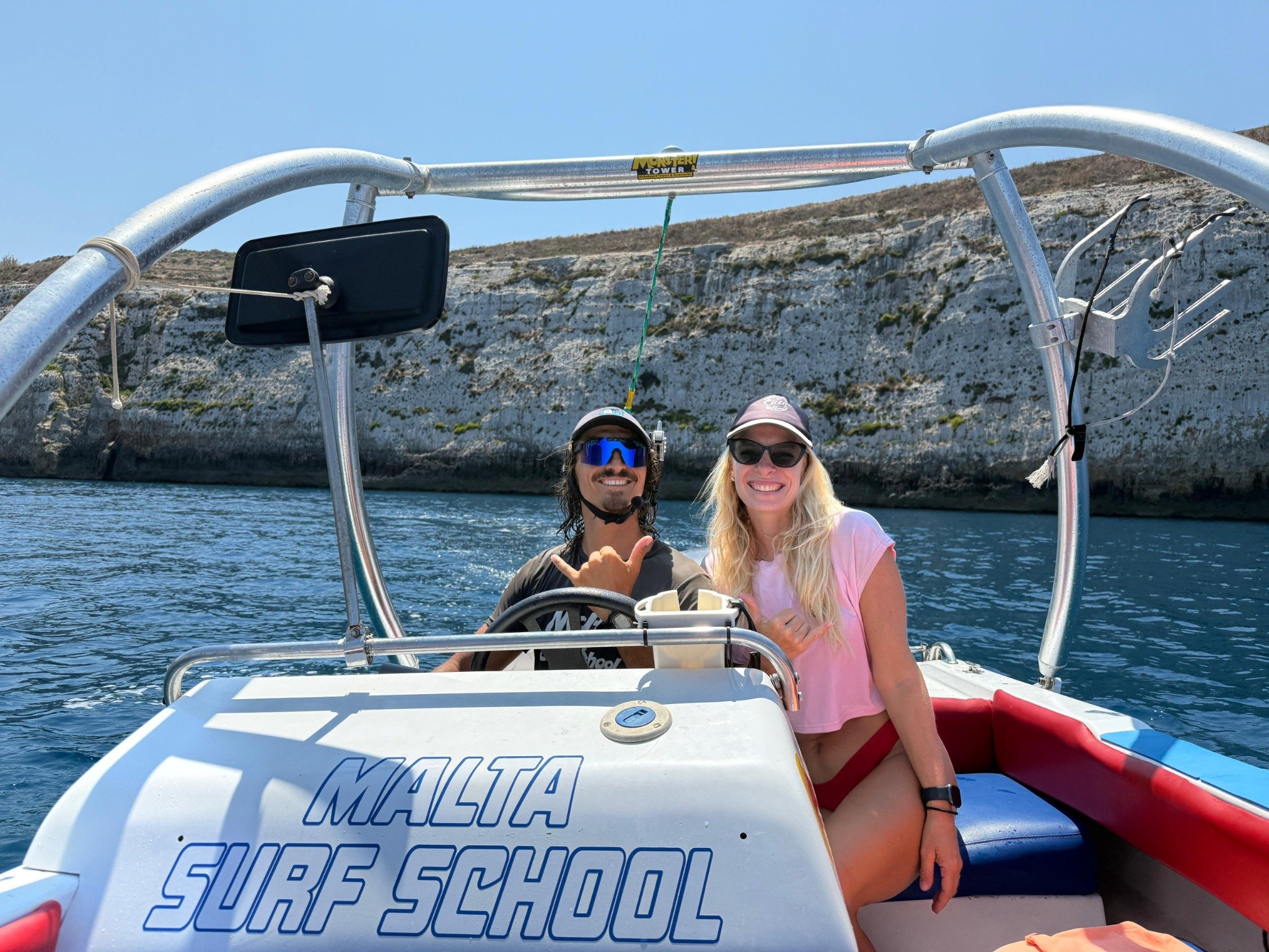 wakeboard lessons in Malta behind a boat
